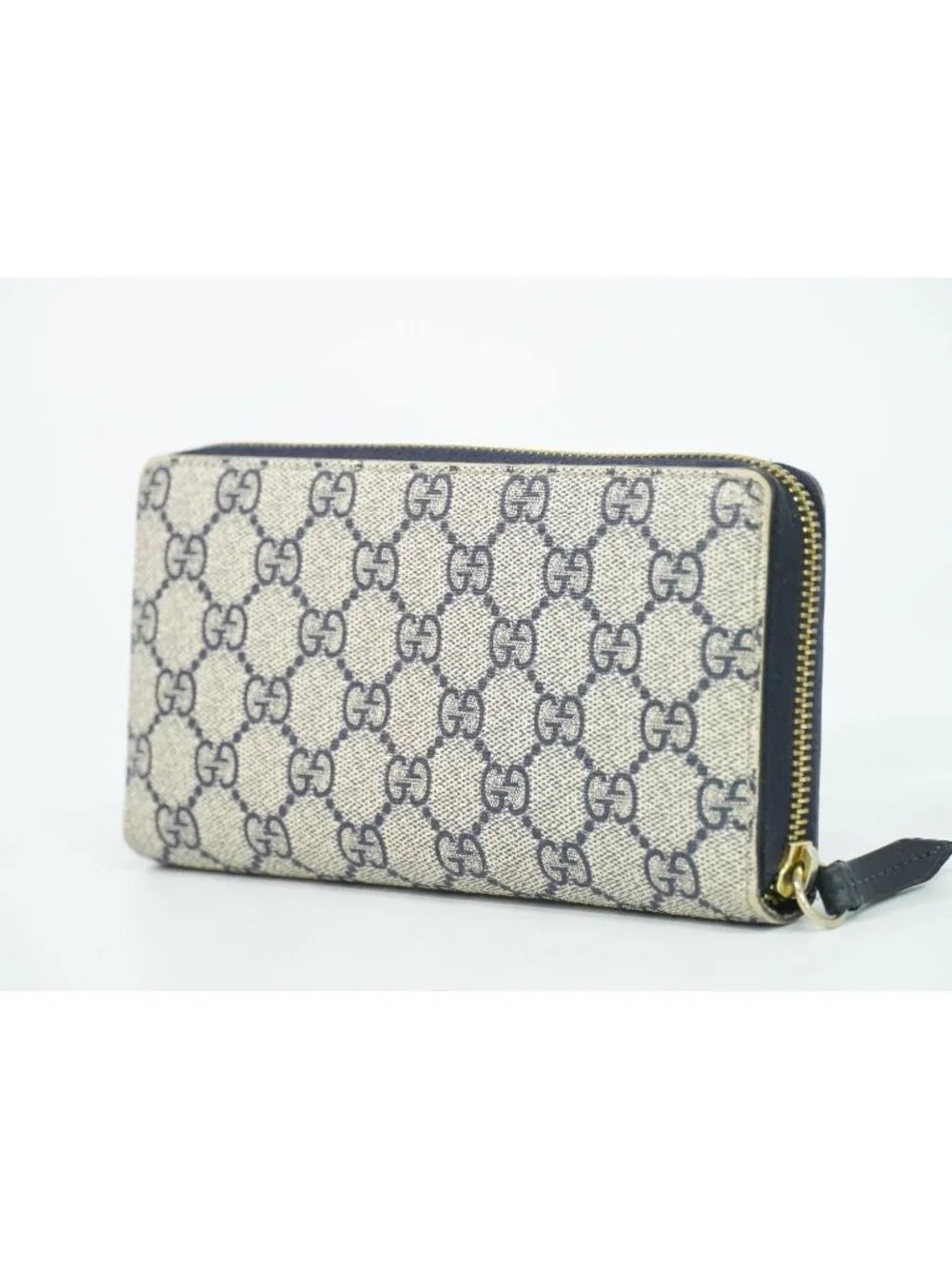 Gucci GG Supreme Zip Around Wallet Navy Vintage
